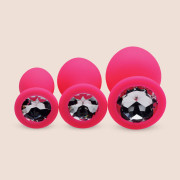 Pink Pleasure Anal Plugs With Gems